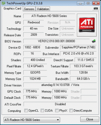 HD5670 GPU-Z screenshot